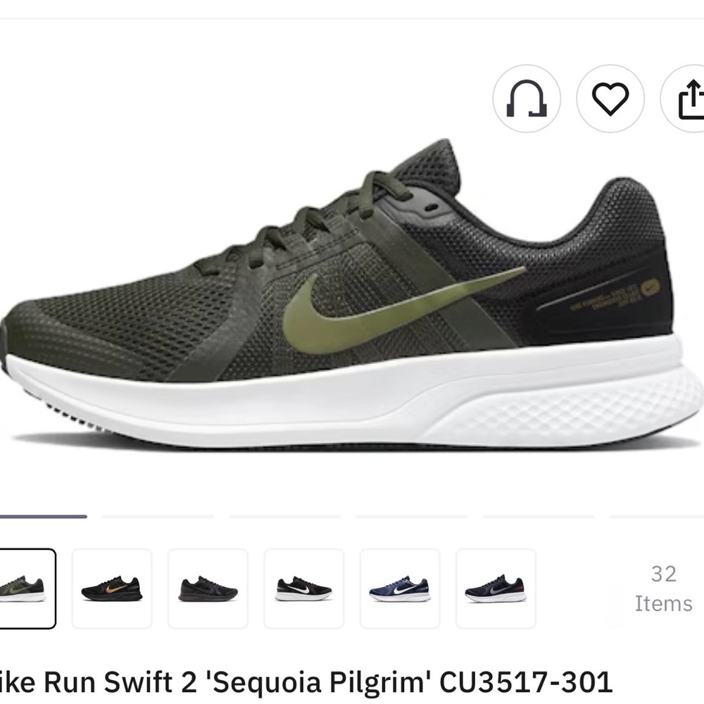 Nike Run Swift 2 Gift Ready in Box - Black and Olive Athletic Shoes